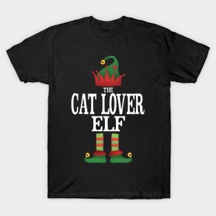 Cat Lover Elf Matching Family Group Christmas Party Pajamas T-Shirt